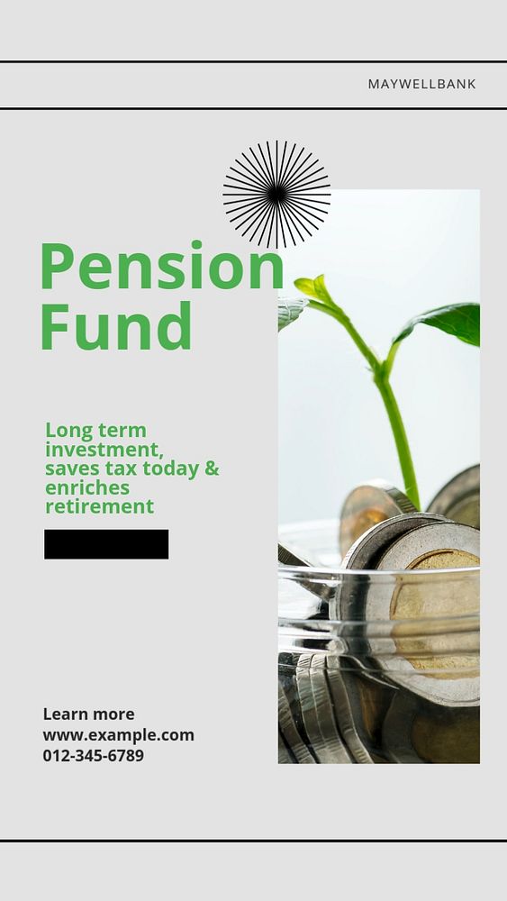 Pension fund  Instagram story template, editable text