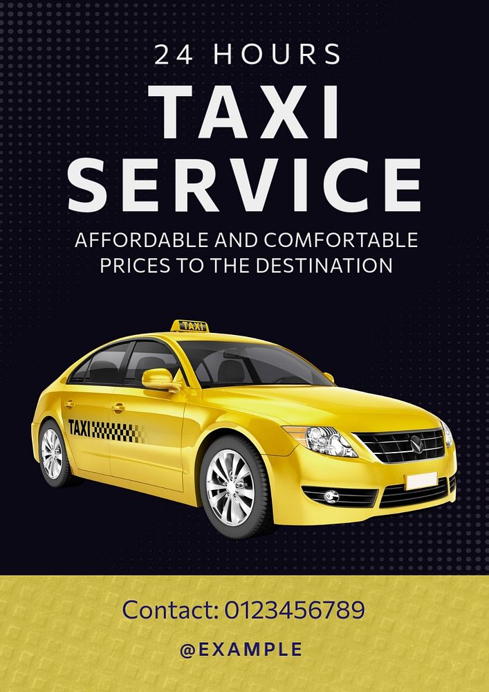 Taxi service  poster template, editable text and design