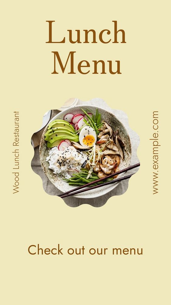 Lunch menu  Instagram story template, editable text