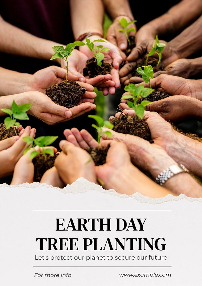 Earth day & tree  poster template, editable text and design