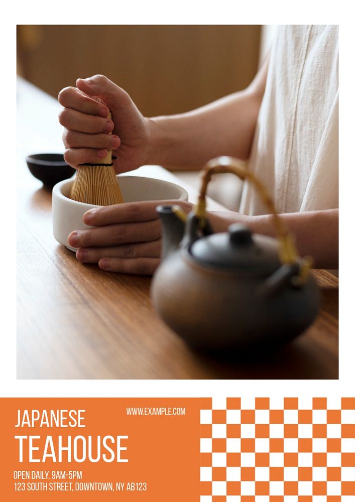 Japanese teahouse  poster template, editable text and design