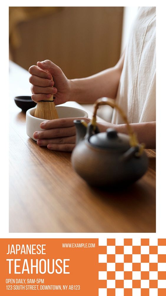 Japanese teahouse  Instagram story template, editable text