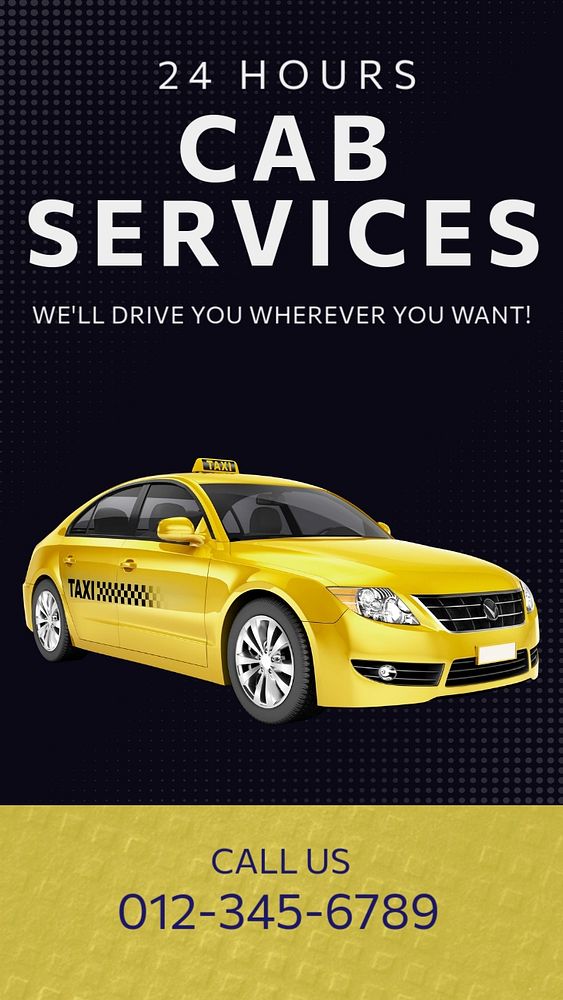 Cab services  Instagram story template, editable text