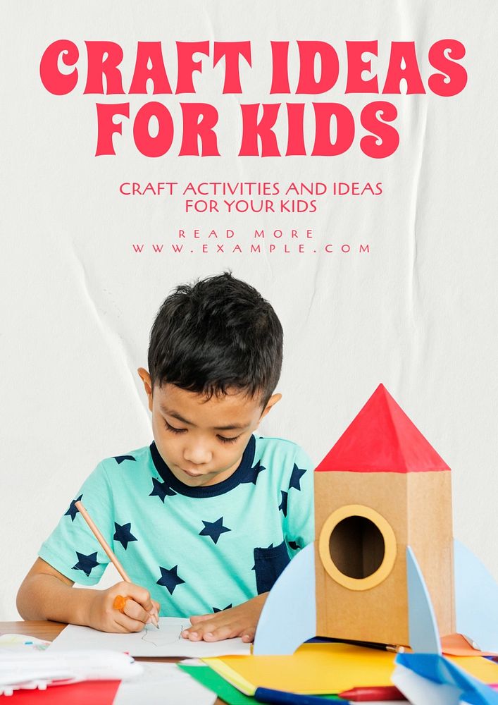 Craft ideas for kids  poster template, editable text and design