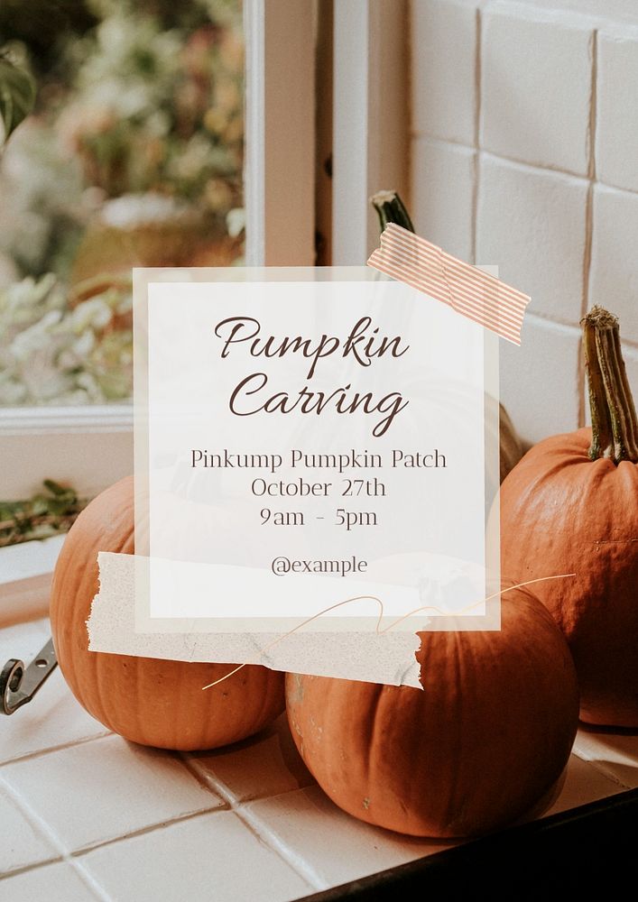 Pumpkin carving  poster template, editable text and design