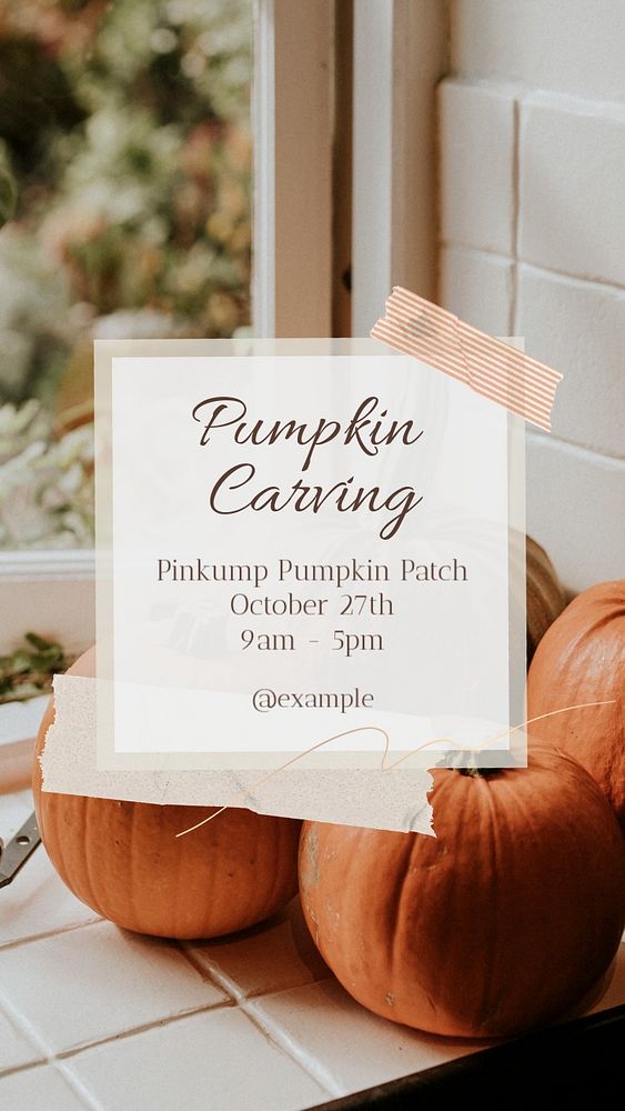 Pumpkin carving  Instagram story template, editable text