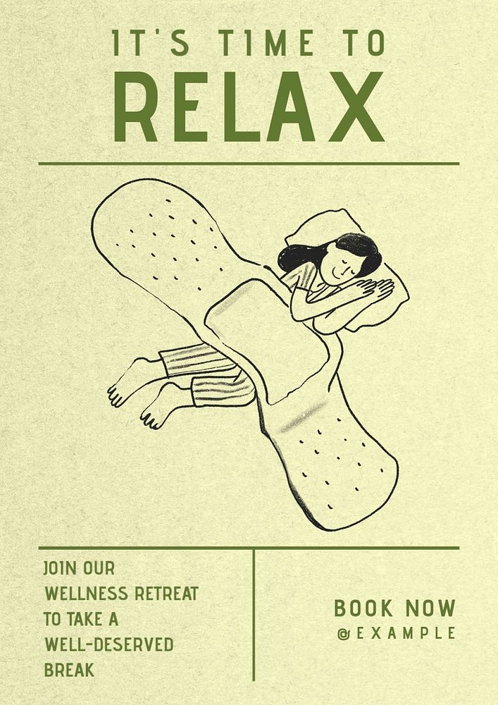 Relax, wellness retreat  poster template, editable text and design