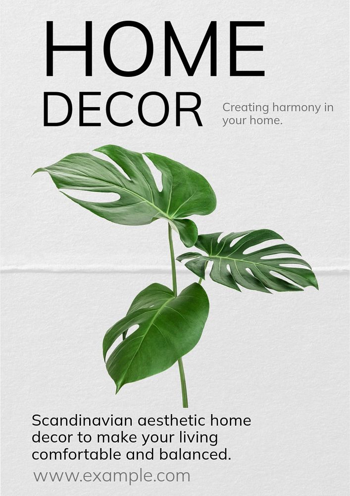 Home decor  poster template, editable text and design