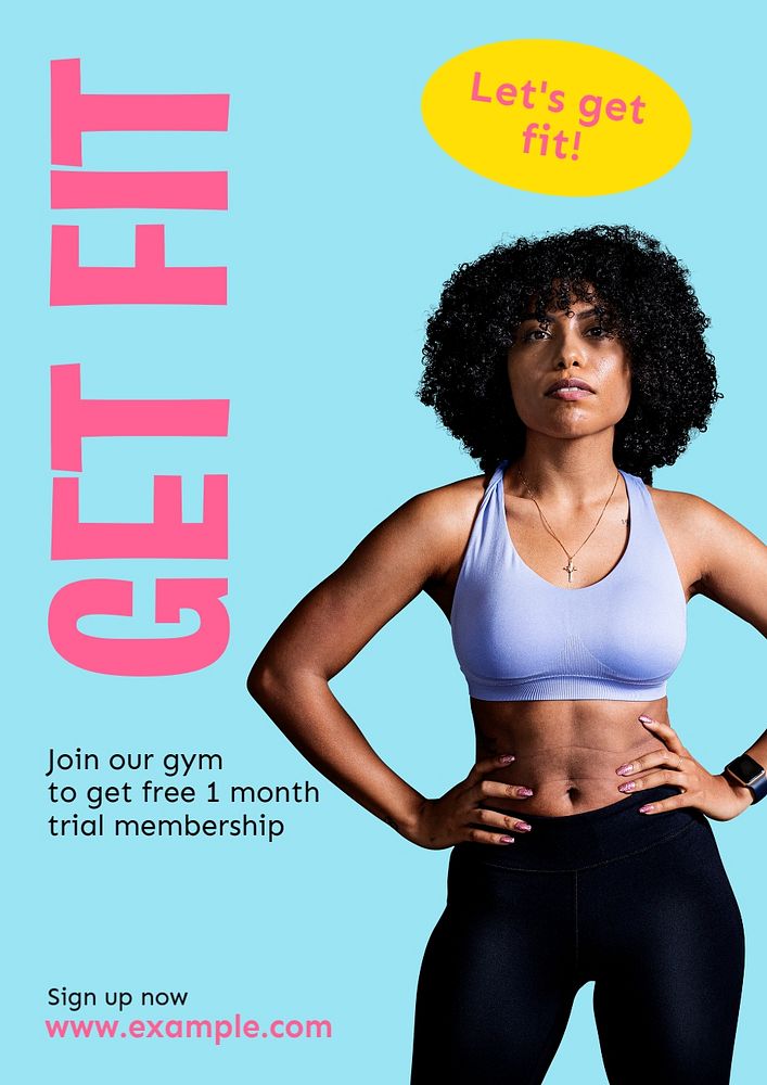 Get fit  poster template, editable text and design