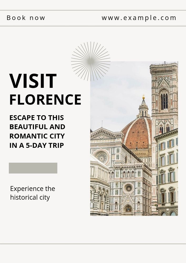 Visit Florence  poster template, editable text and design