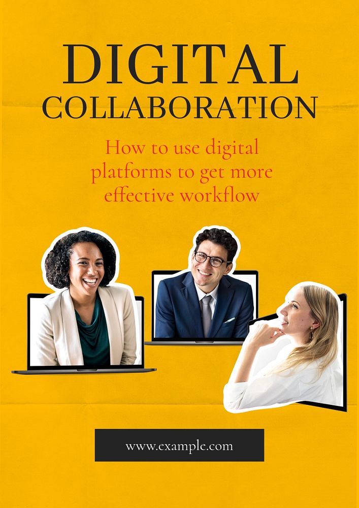 Digital collaboration poster template, editable text and design