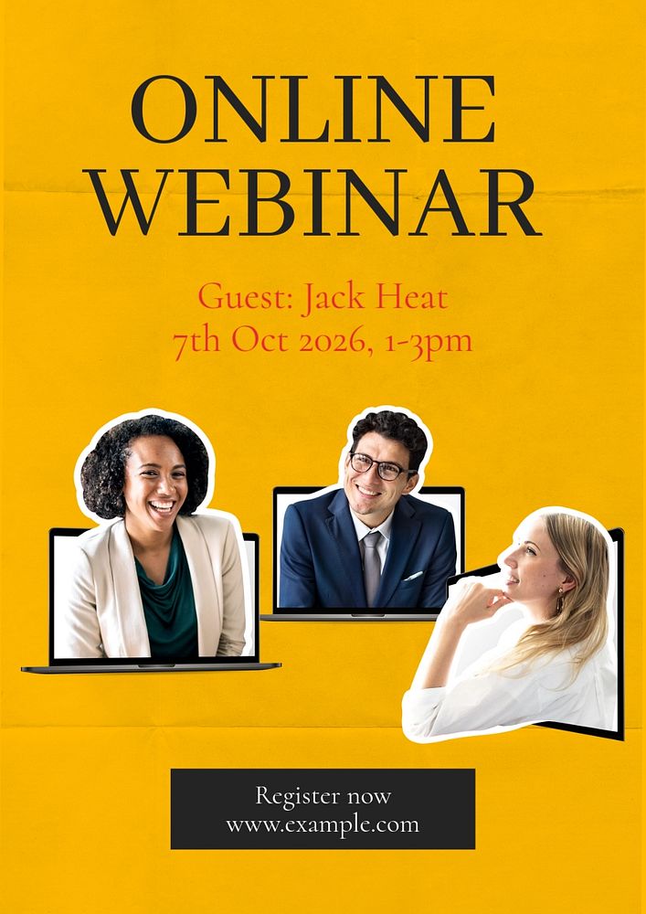 Online webinar poster template, editable text and design