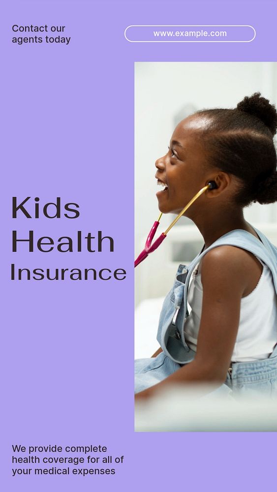 Kids insurance  Instagram story template, editable text