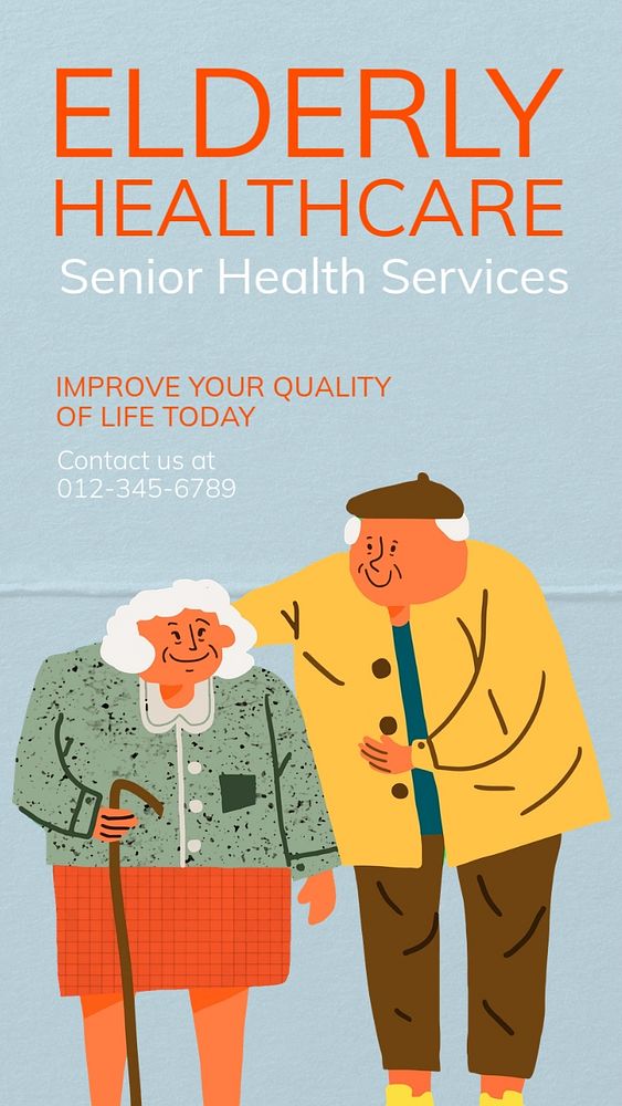 Elderly healthcare Instagram story template, editable text