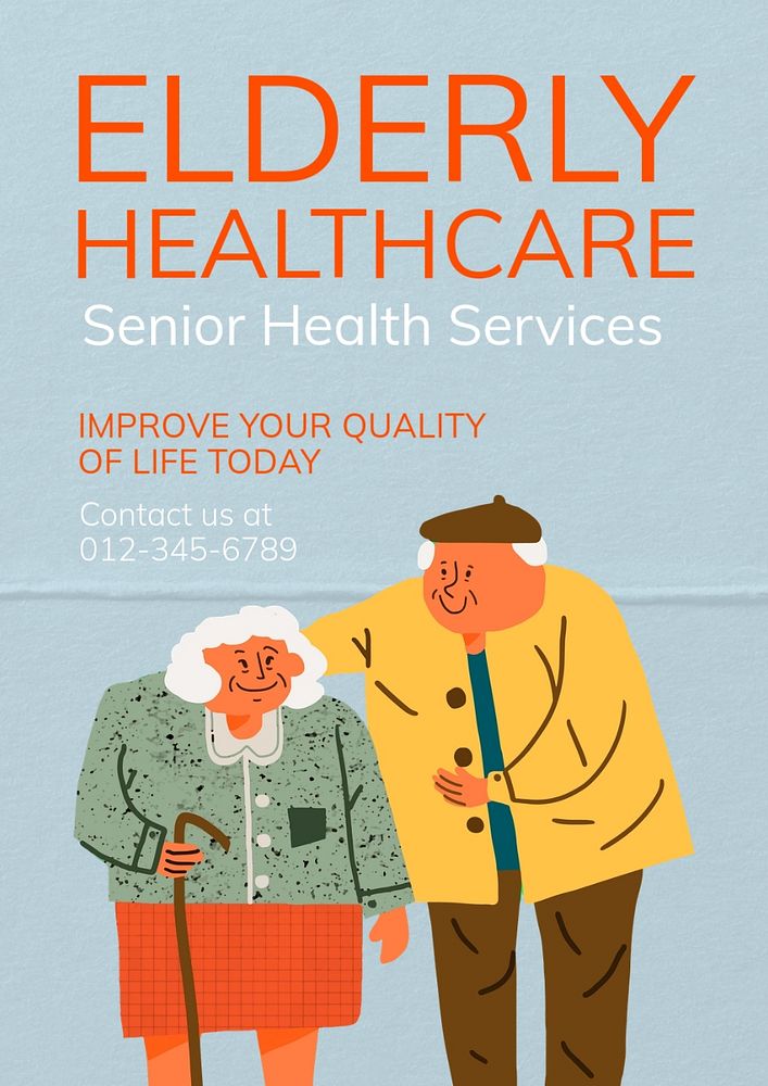 Elderly healthcare poster template, editable text and design