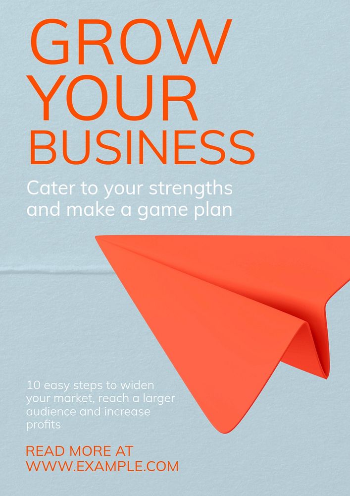 Grow your business poster template, editable text and design