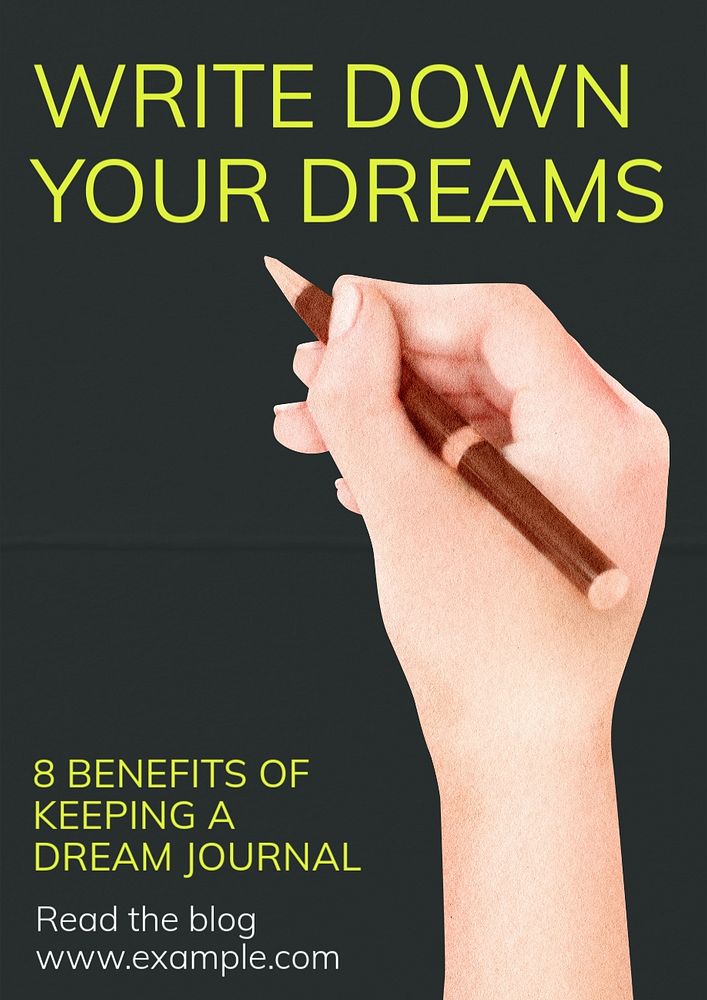 Dream journal  poster template, editable text and design