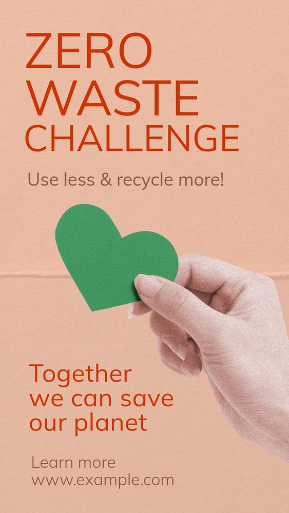 Zero waste challenge Instagram story template, editable text