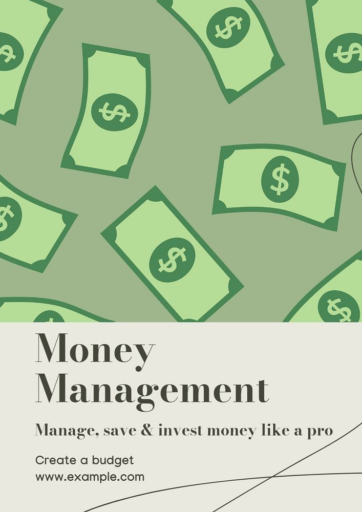 Money management  poster template, editable text and design