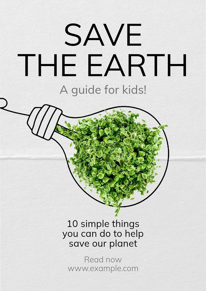 Save the earth poster template, editable text and design