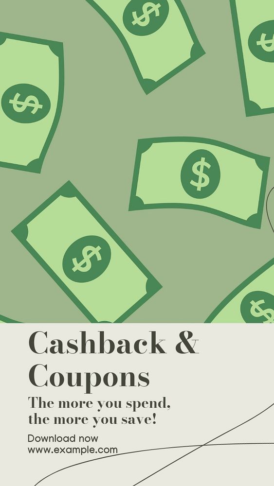 Cashback & coupons  Instagram story template, editable text