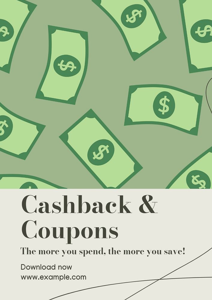 Cashback & coupons  poster template, editable text and design