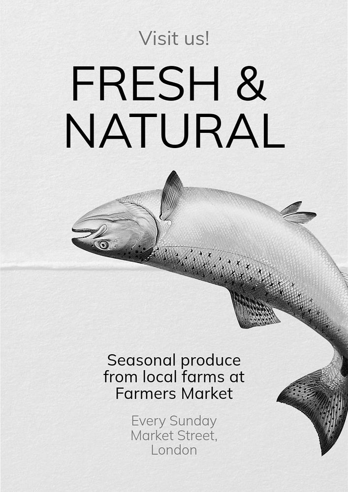 Fresh & natural food poster template, editable text and design