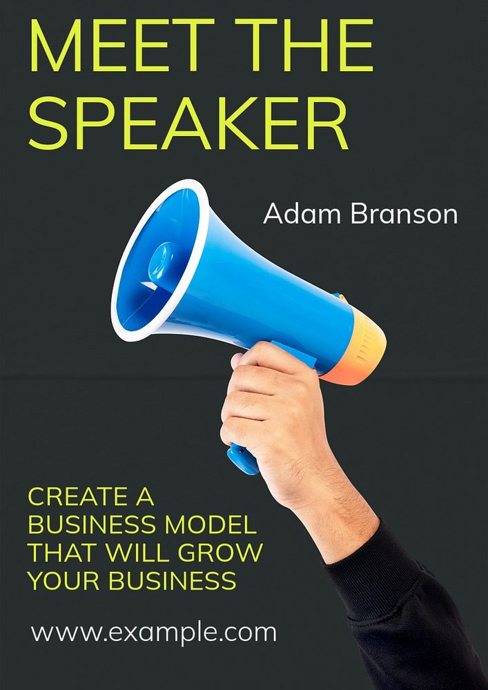 Meet the speaker  poster template, editable text and design