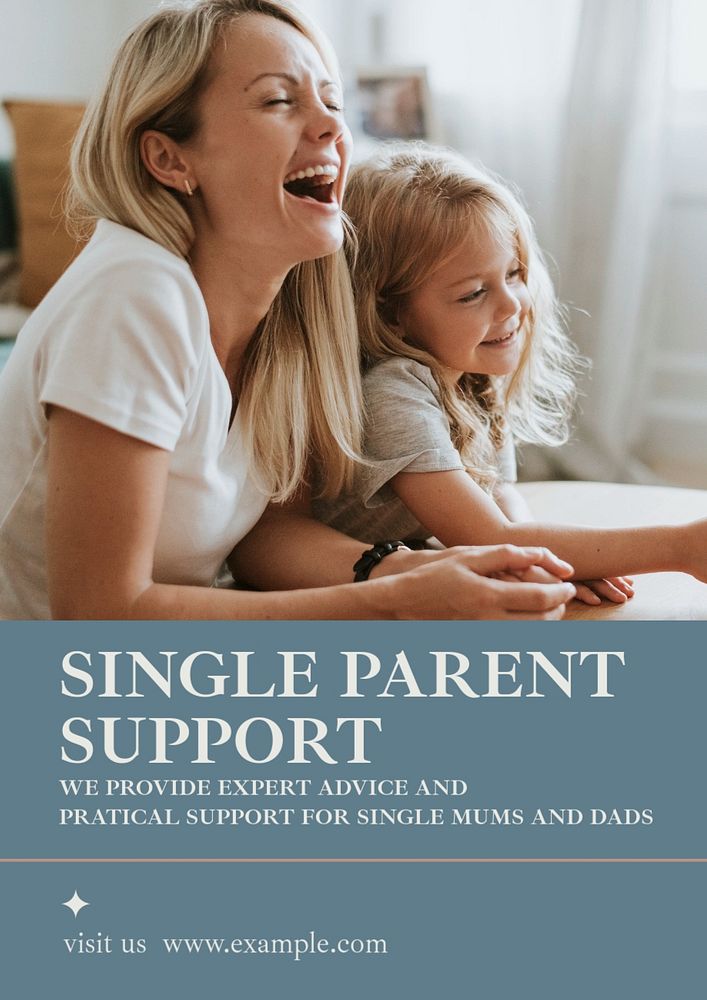 Single parent support poster template, editable text and design