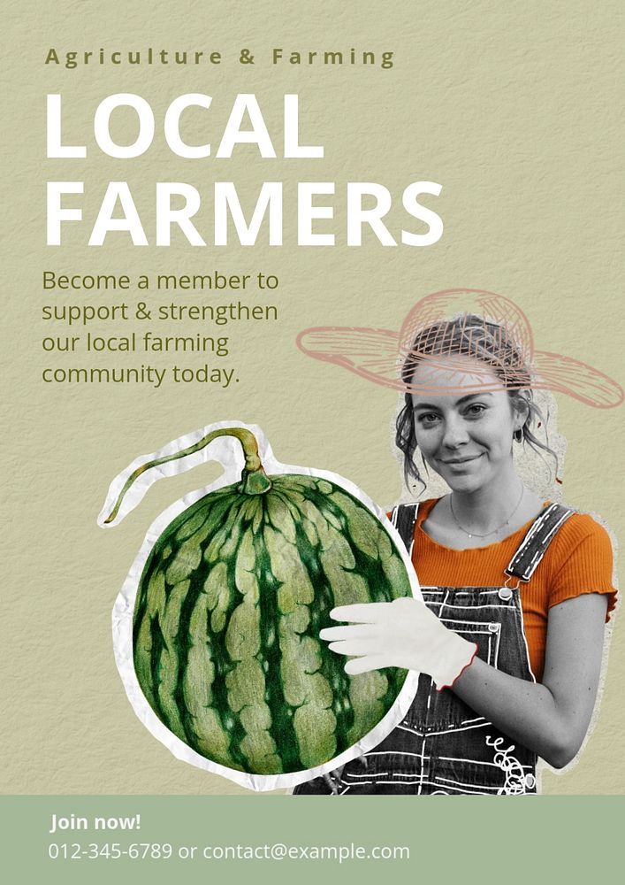 Local farmers community  poster template, editable text and design