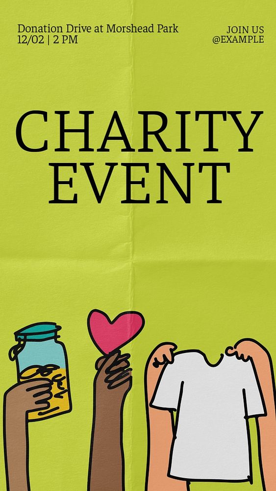 Charity event  Instagram story template, editable text