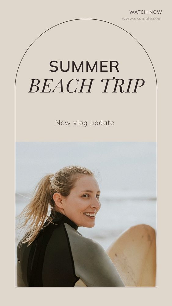 Summer beach trip  Instagram story template, editable text