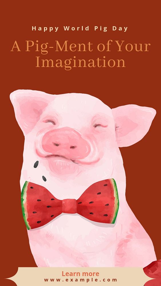 World pig day Instagram story template, editable text