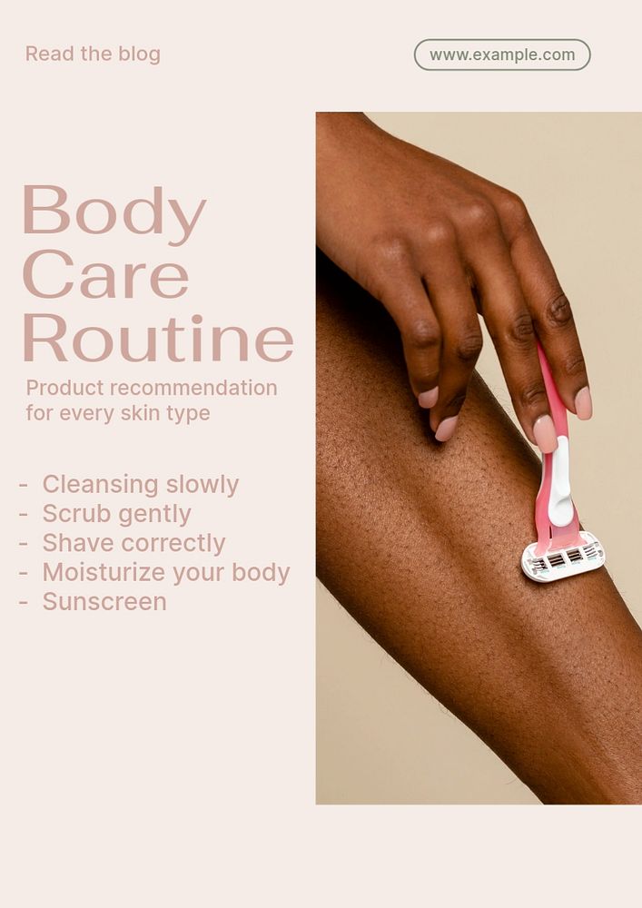 Body care routine  poster template, editable text and design