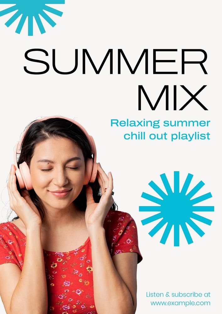 Summer mix  poster template, editable text and design