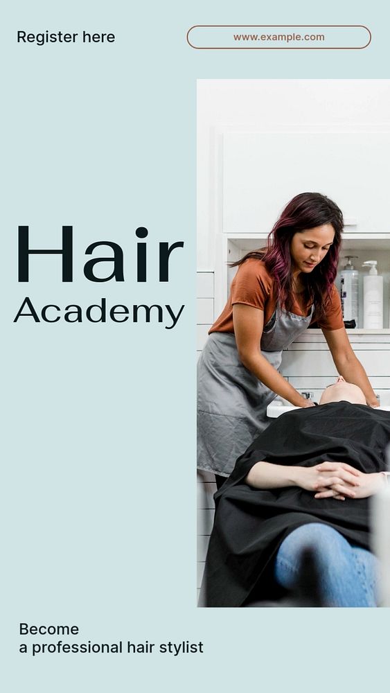 Hair academy  Instagram story template, editable text