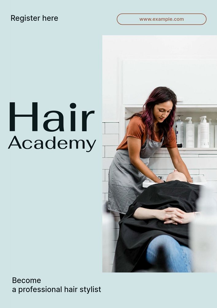 Hair academy  poster template, editable text and design