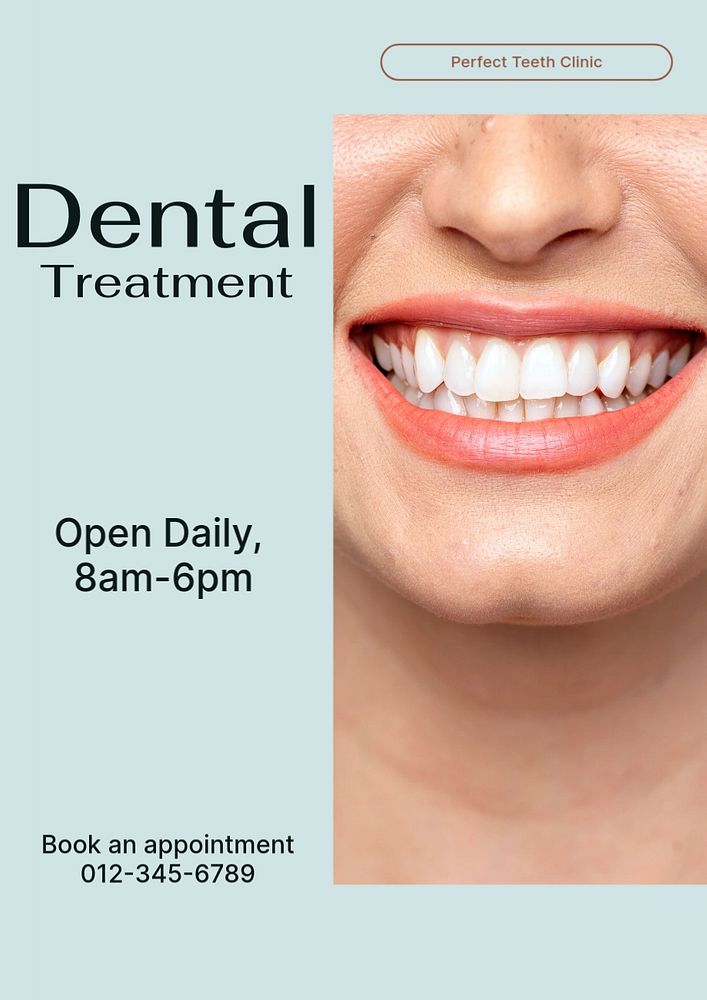 Dental treatment  poster template, editable text and design