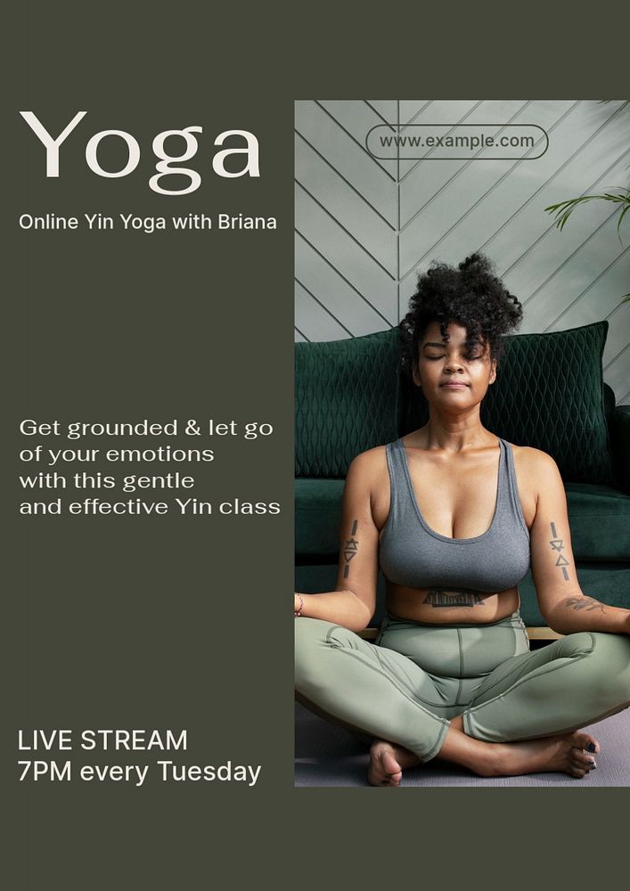 Online yoga class  poster template, editable text and design