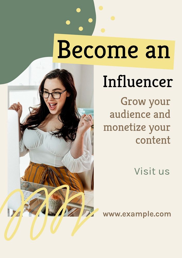 Influencer poster template, editable text and design