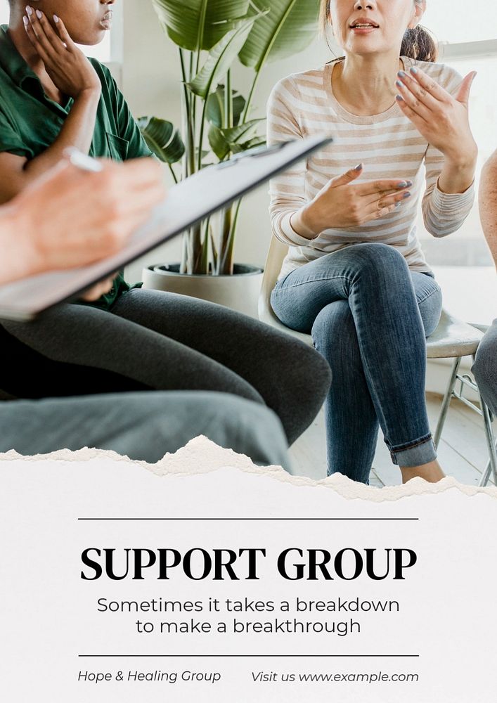 Support group  poster template, editable text and design