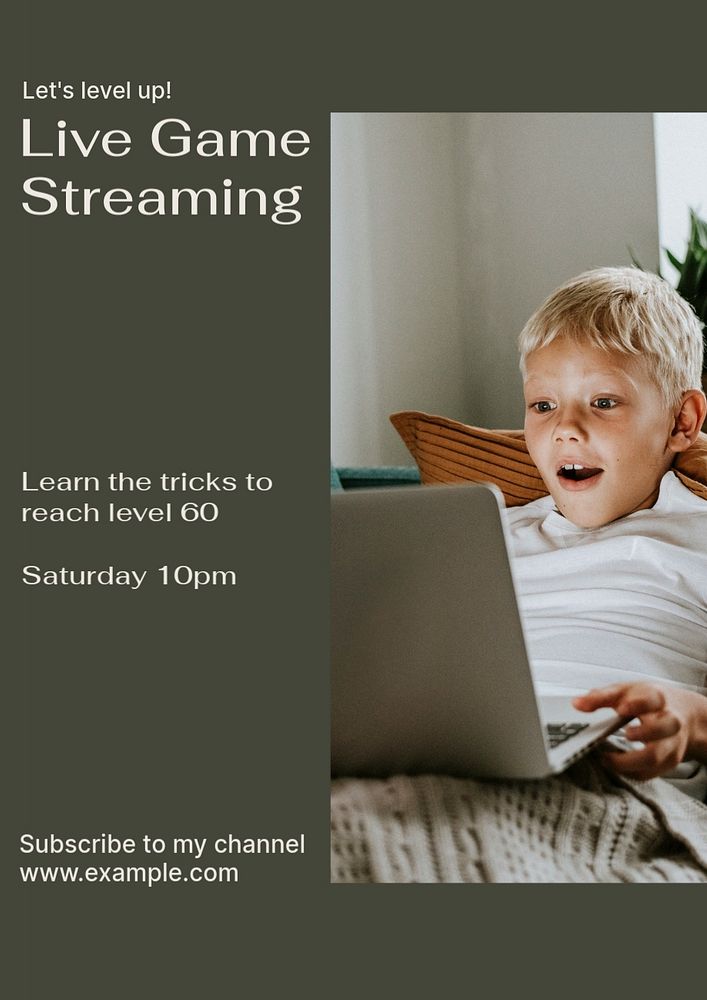 Live game streaming  poster template, editable text and design