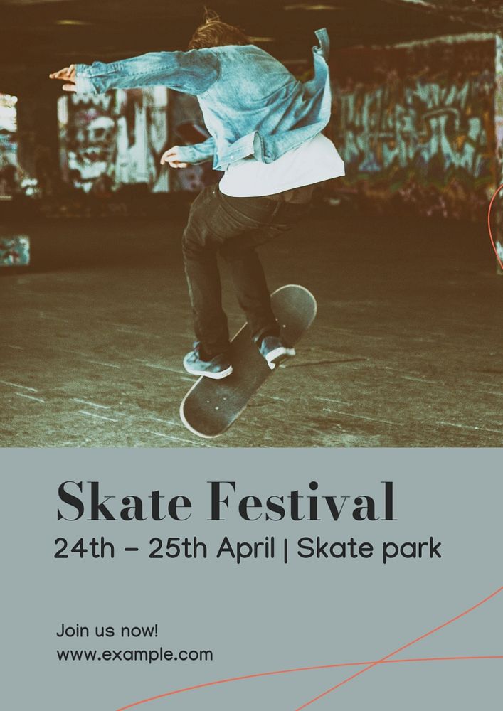 Skate festival  poster template, editable text and design