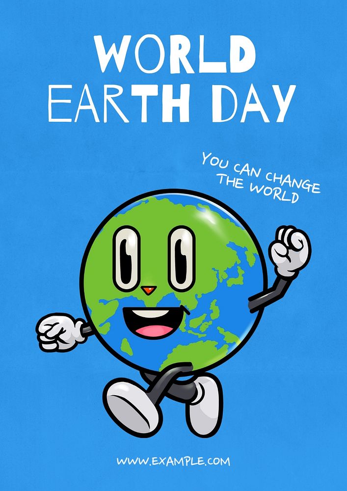 World earth day  poster template, editable text and design