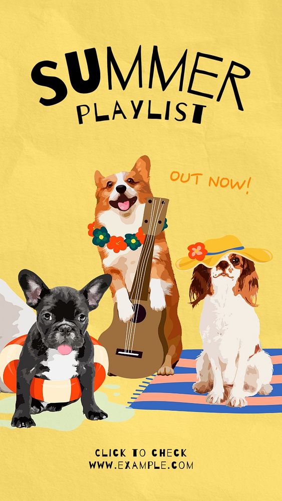 Summer playlist  Instagram story template, editable text