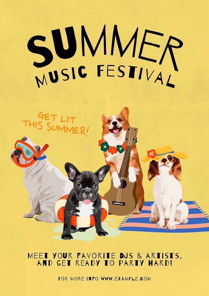 Summer music festival  poster template, editable text and design