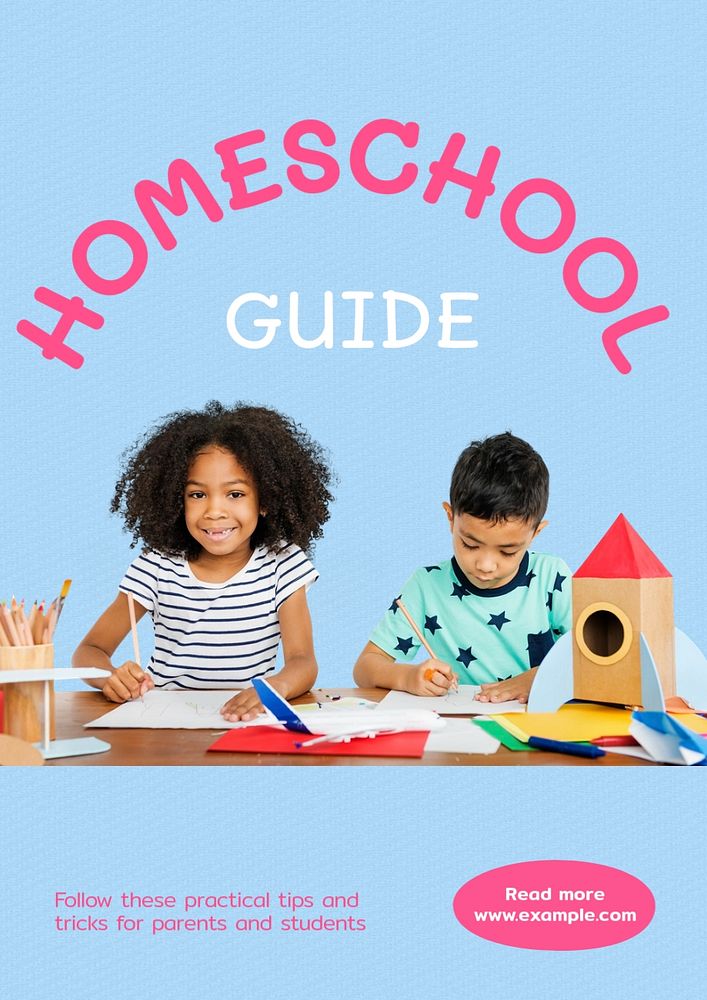 Homeschool guide  poster template, editable text and design