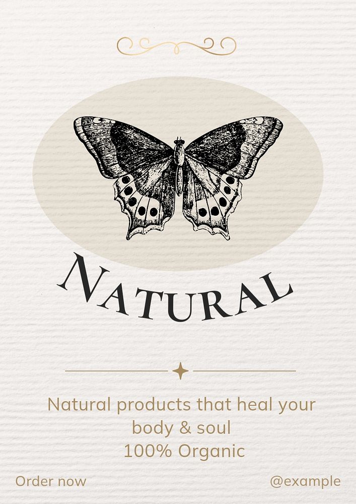 Natural products poster template, editable text and design