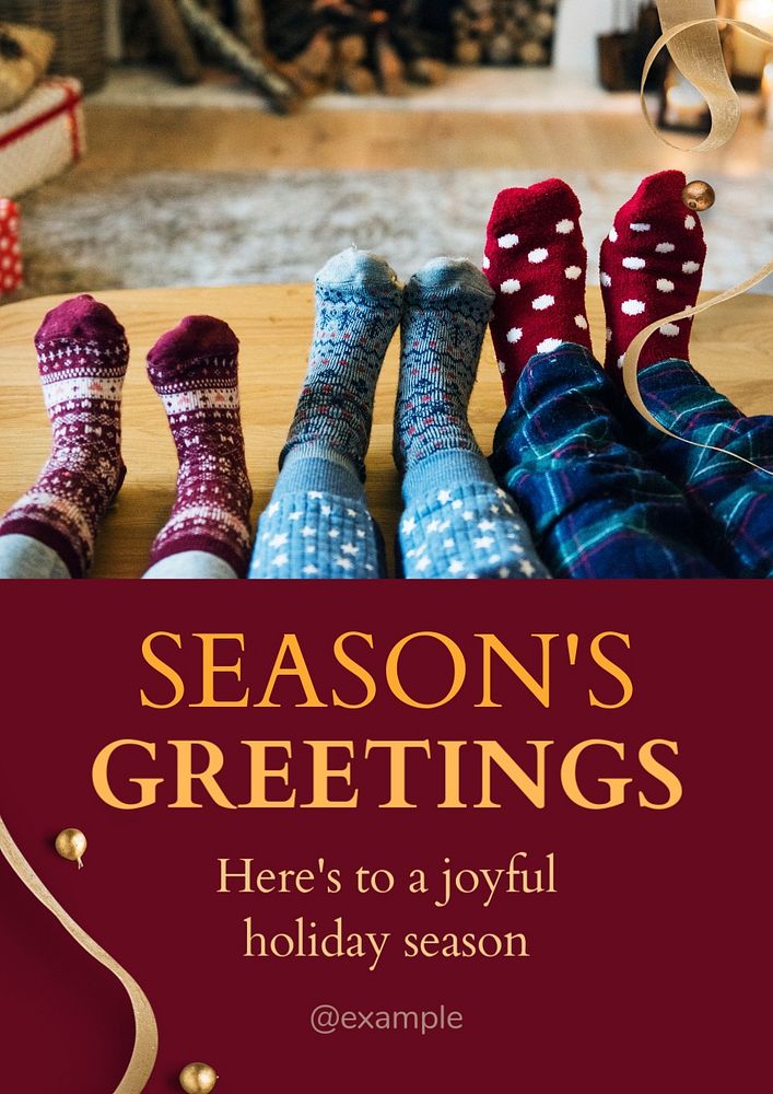 Season's greetings  poster template, editable text and design