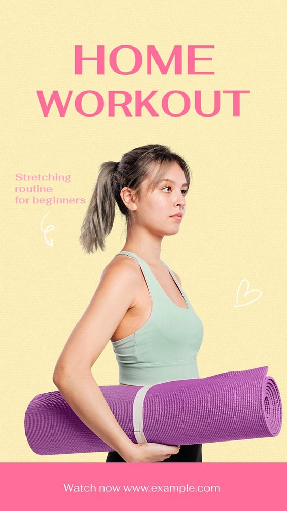 Home workout  Instagram story template, editable text